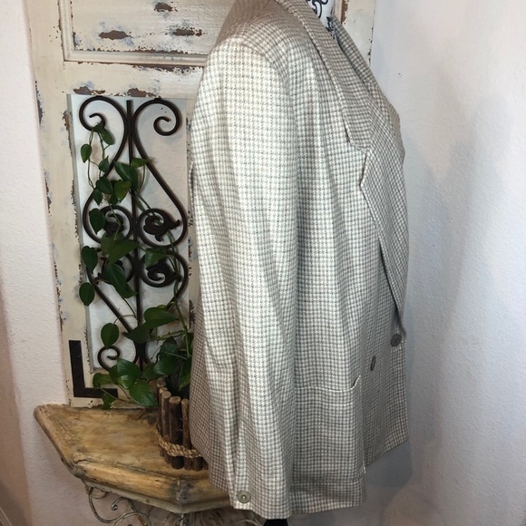 Vintage creamy tan houndstooth wool blend blazer - Picture 7 of 9